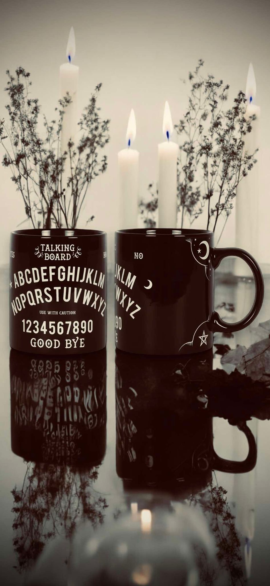 Ouija 12oz Coffee Mug Ceramic Black Spirit Board Oddities Gift Idea Halloween Decor Fall Witch Occult Spooky Mystic Paranormal Cup