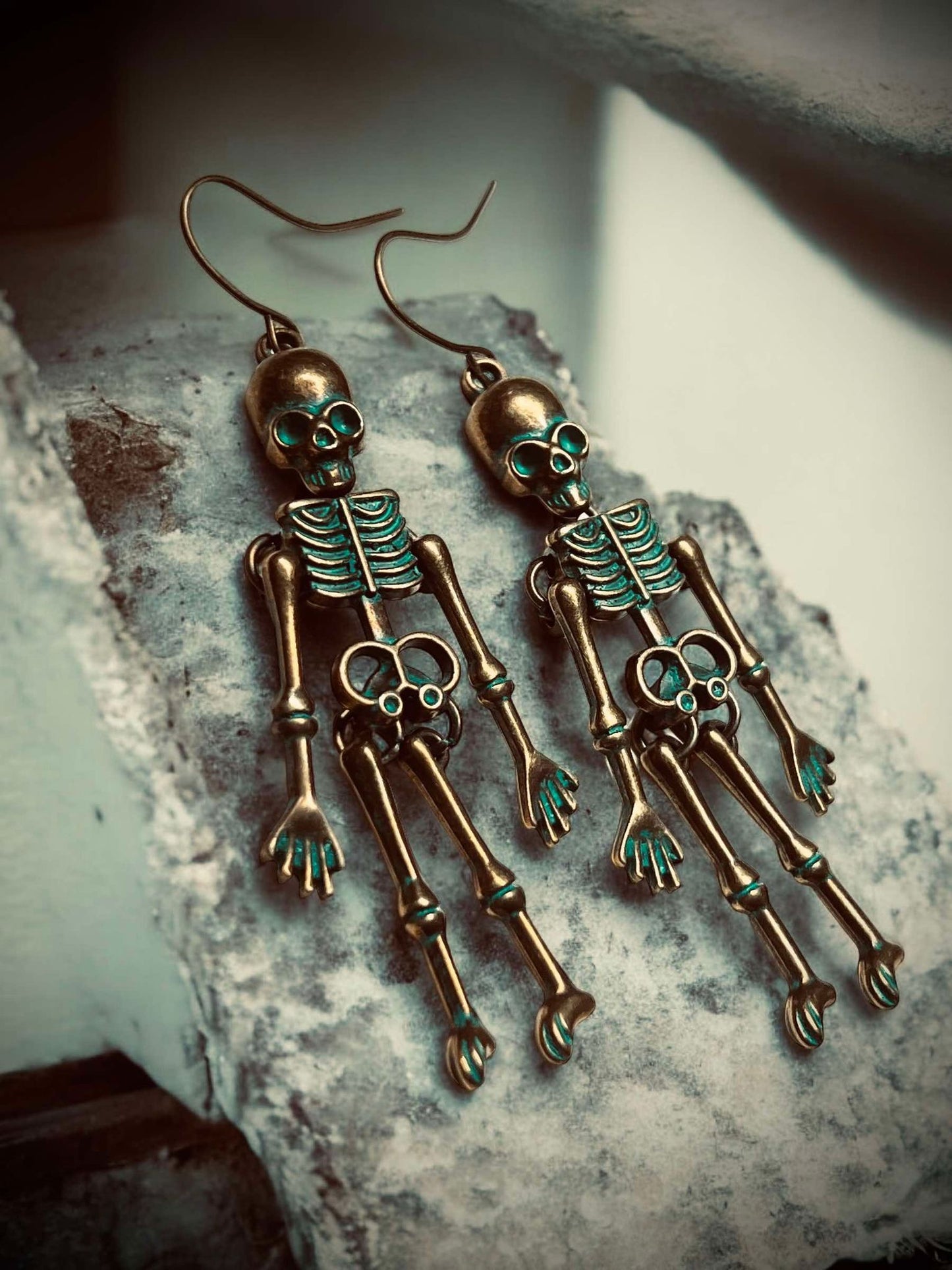 Skeleton Full Body Retro Skull Dangle Earrings, Punk Hanging, Gothic Pendant Earrings, Witchy, Unique Halloween Gifts Oddity Jewelry Wiccan