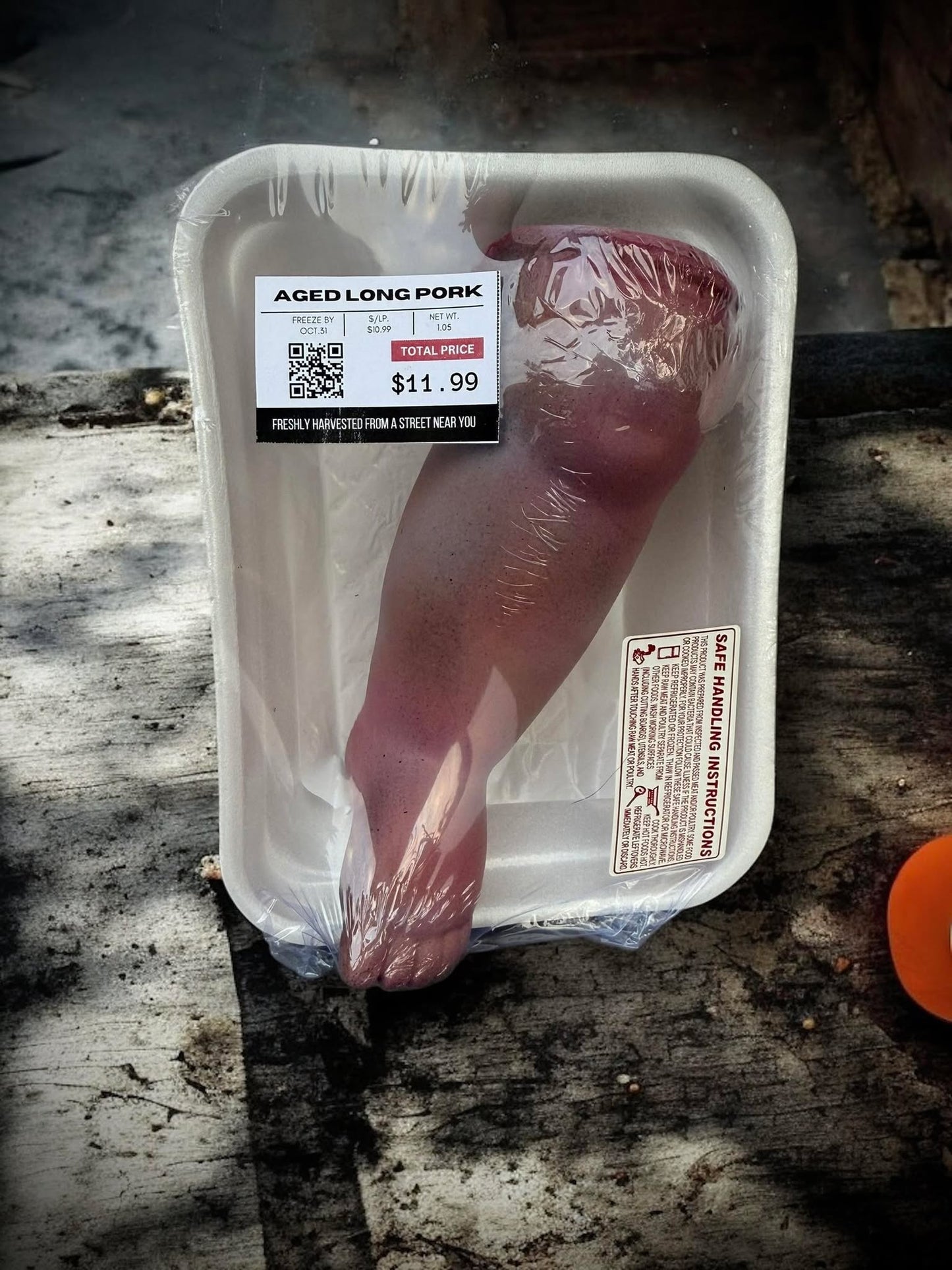 Packaged Meat Aged Long Pork Porcelain Doll Parts Butcher Gothic Voodoo Witchcraft Curiosity, Oddity, Unique Gift Idea Specimen 607 Leg