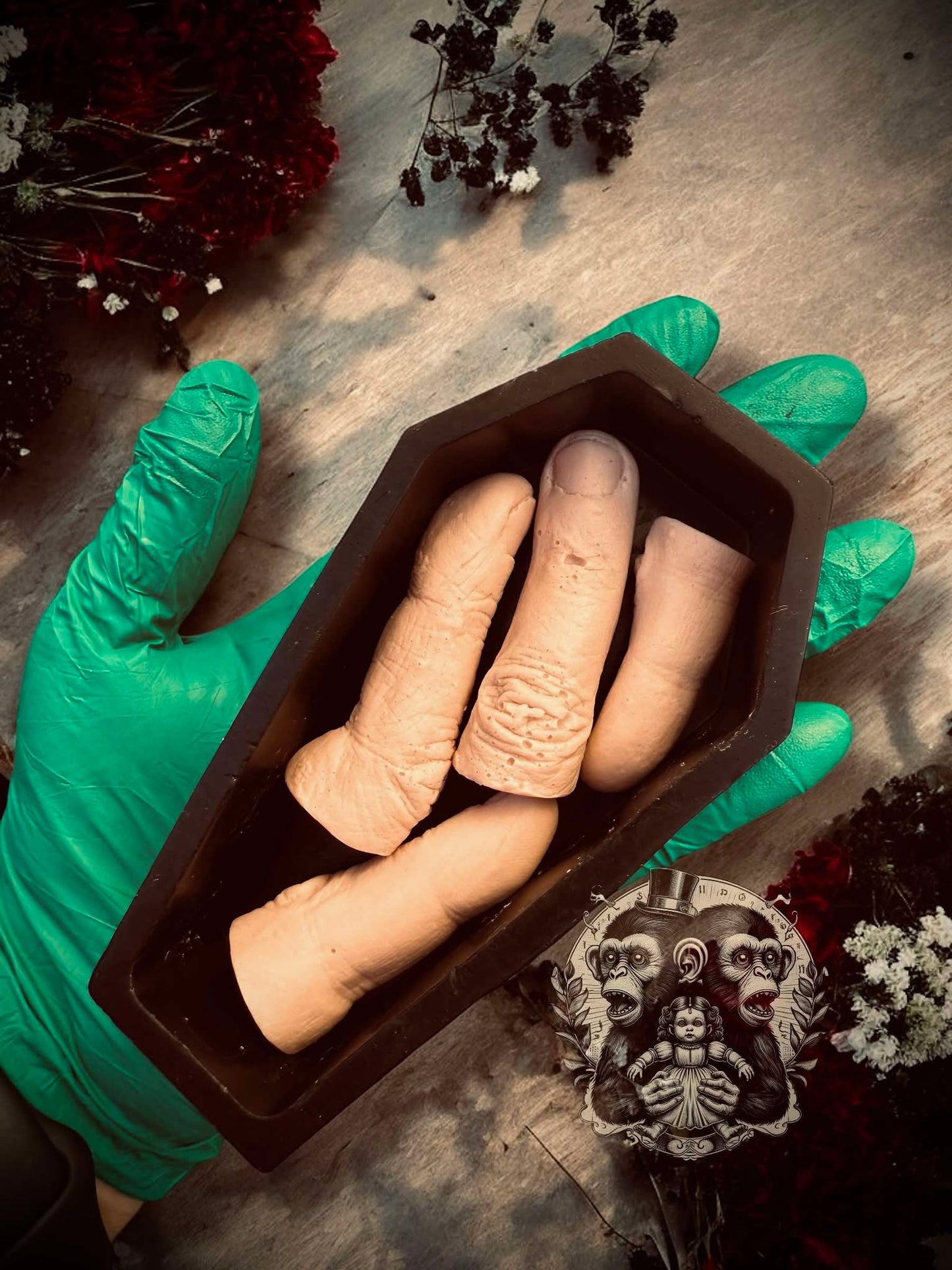 Severed Fingers with Coffin Creepy Soap Set Glycerin Soap Oddity Curiosity Unique Gift Idea Unusual Hand Soap Unscented Horror Gothic