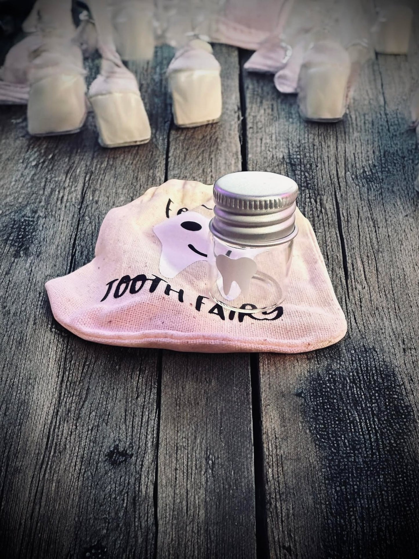 Keepsake Tooth Fairy Pouch with Mini Glass Tooth Jar, Tooth Fairy Kit, First Tooth Keepsake, Oddities, Gift Idea, First Time Moms, Toddler