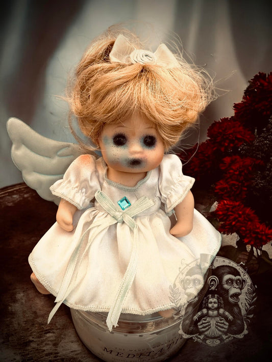 Valetine Oddity Witch Wooden Box Trinket Oddity Box Haunted Doll Mystery Curiosity, Unique Gift Idea, Creepy Unusual Wet Specimen #410
