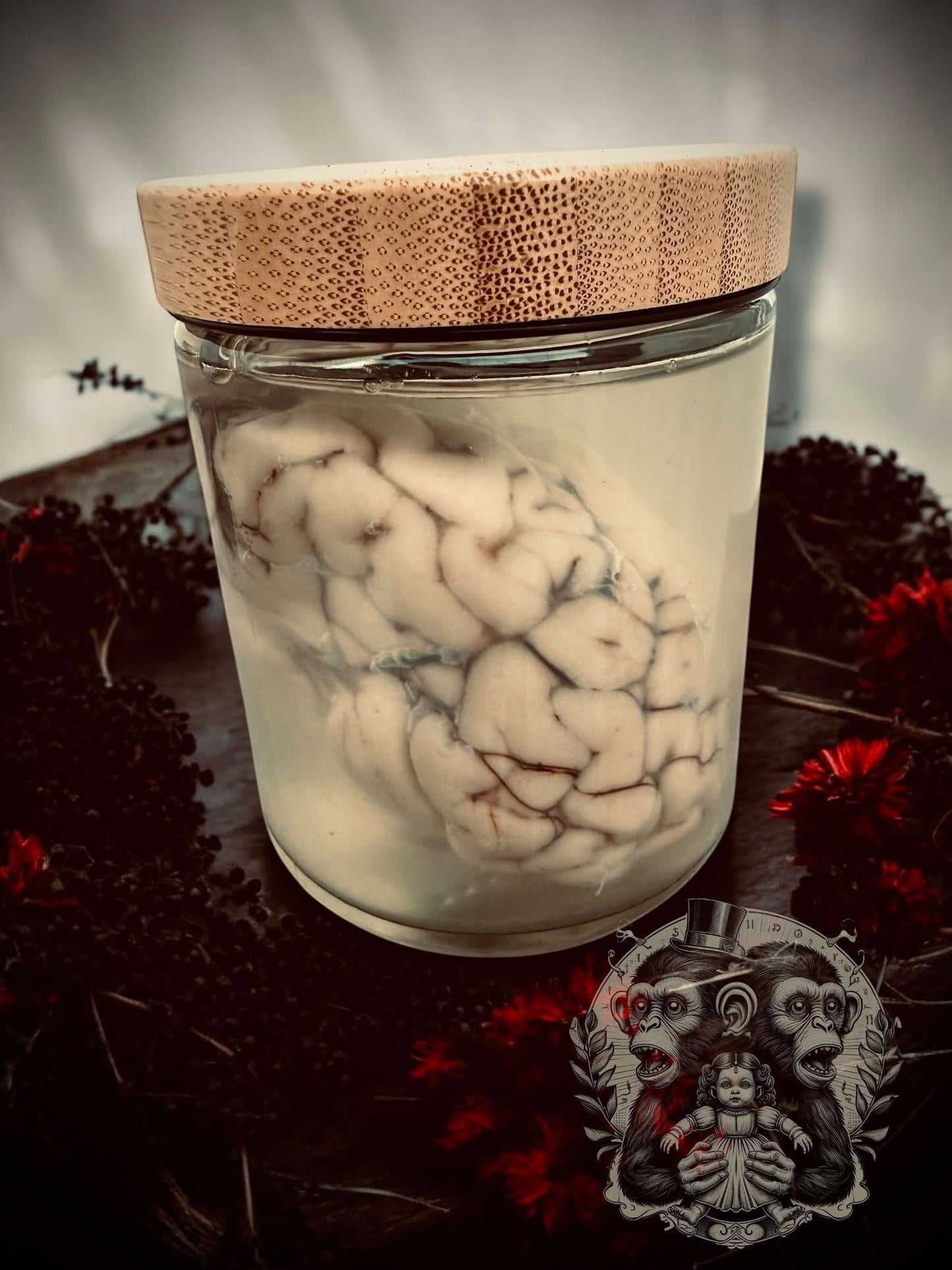 Sheep Brain Jar Wet Specimen Unique Gift Idea Witchcraft Occult Oddity Apothecary Bottle Real Glass Vial Taxidermy Curiosity