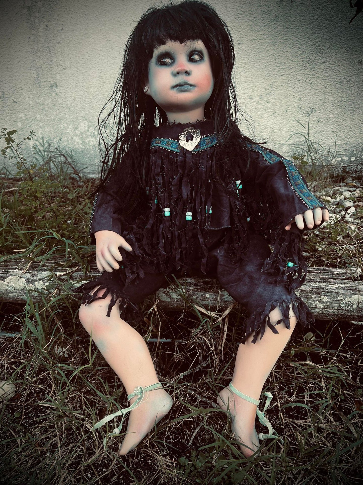 Meet Mitena 27" Doll Porcelain Witchy Creepy Haunted Spirit Infected Scary Poltergeist Spooky Native American Possessed Gothic Positive Gift