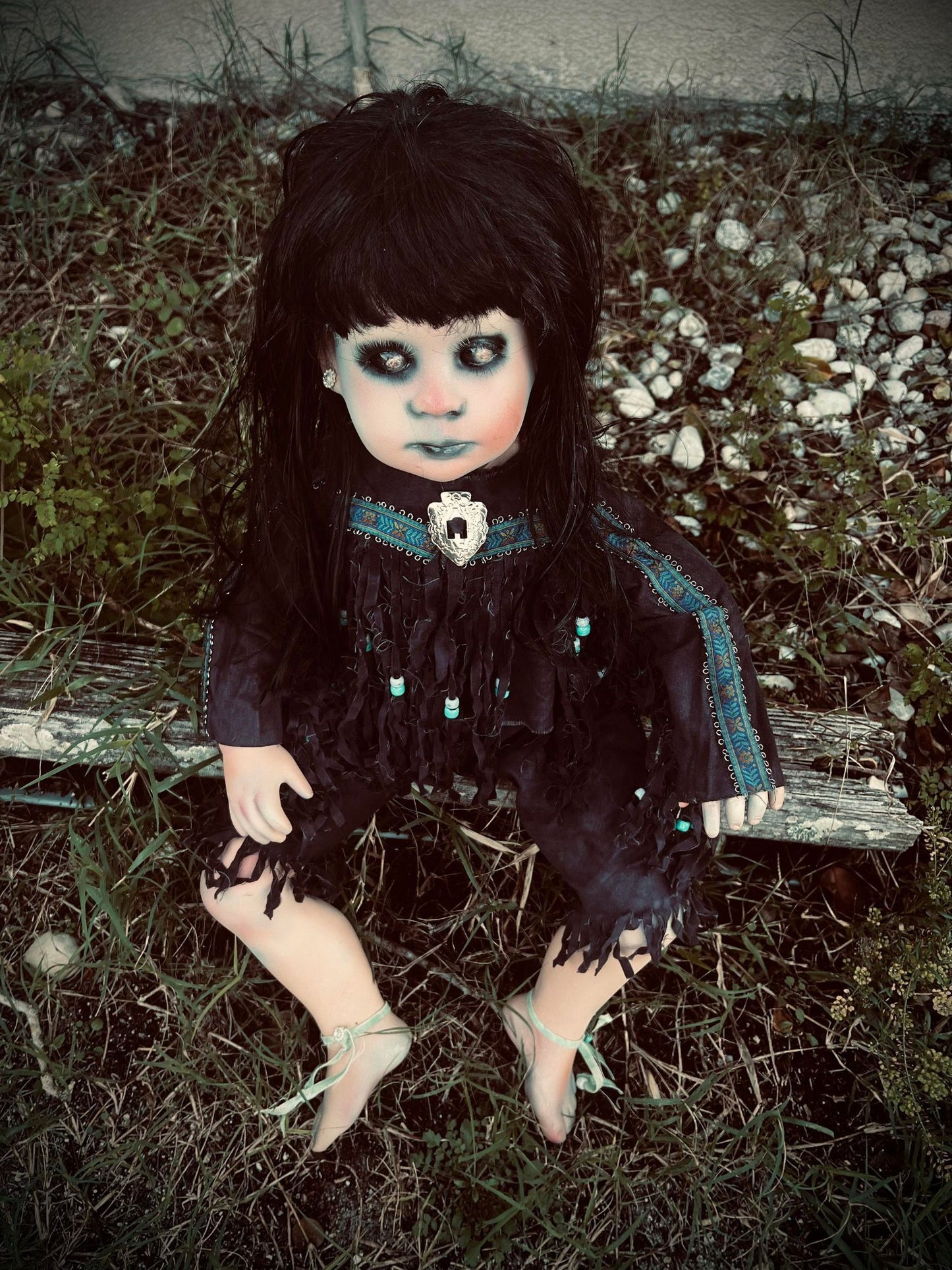 Meet Mitena 27" Doll Porcelain Witchy Creepy Haunted Spirit Infected Scary Poltergeist Spooky Native American Possessed Gothic Positive Gift