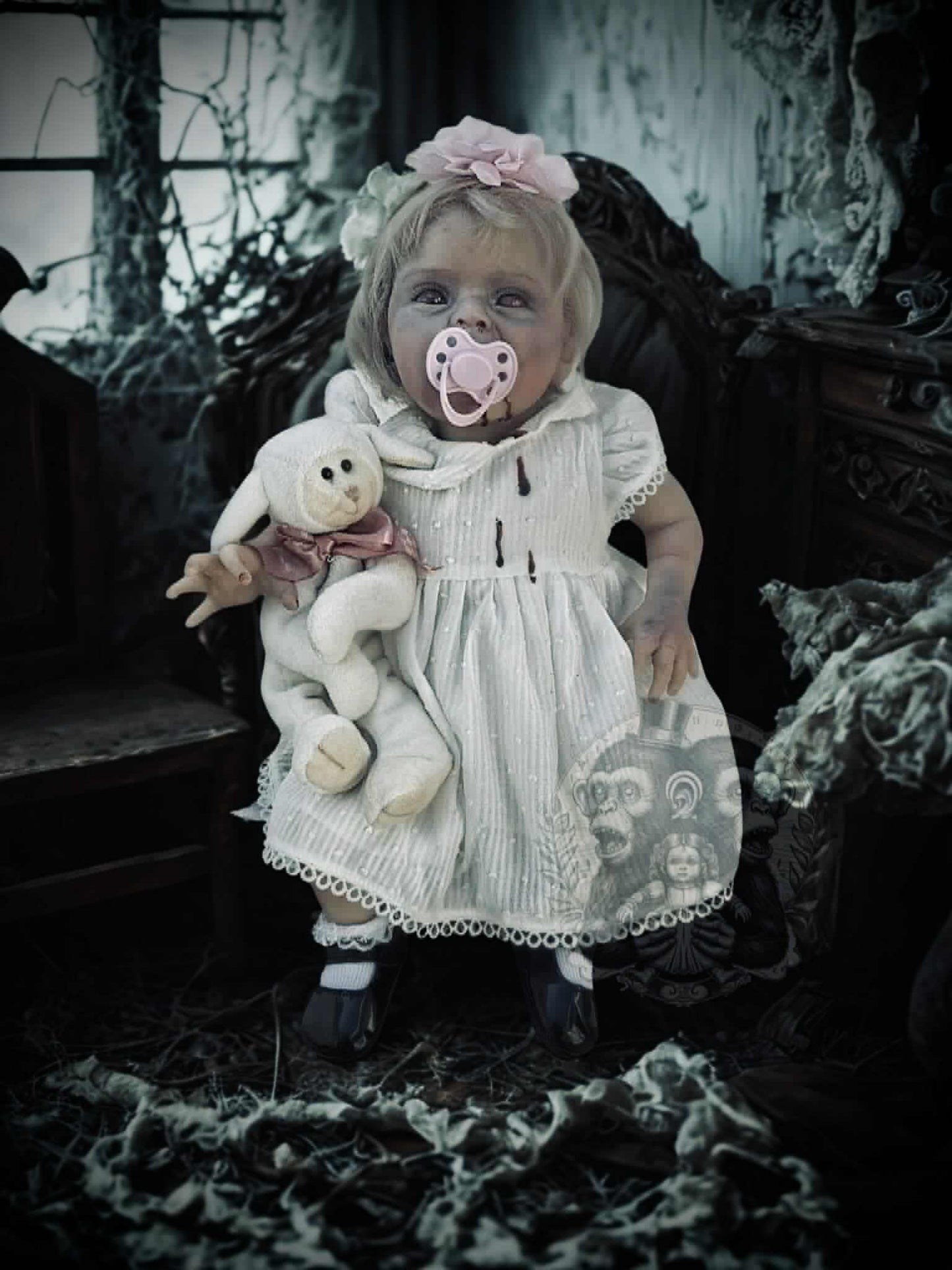 Lullaby of Little Elsbeth 19" OOAK Zombie Horror Doll Disturbing Oddity Scary Creepy Gift Idea Halloween Undead Baby Reborn