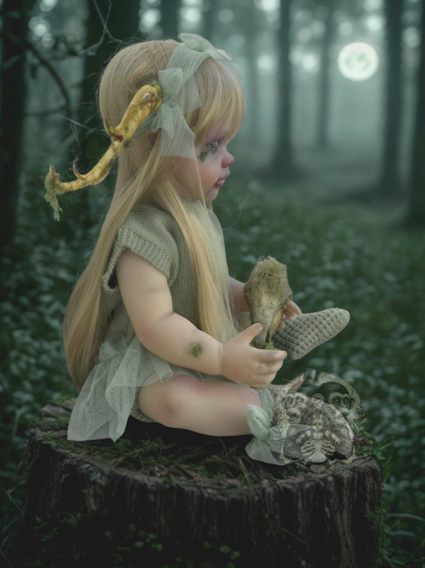 Faye of the Mosswood Hollow 22" OOAK Zombie Horror Doll Disturbing Oddity Scary Creepy Gift Idea Halloween Undead baby Reborn