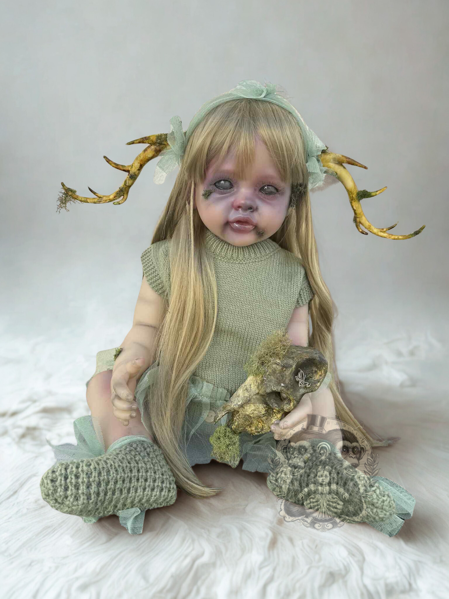 Faye of the Mosswood Hollow 22" OOAK Zombie Horror Doll Disturbing Oddity Scary Creepy Gift Idea Halloween Undead baby Reborn