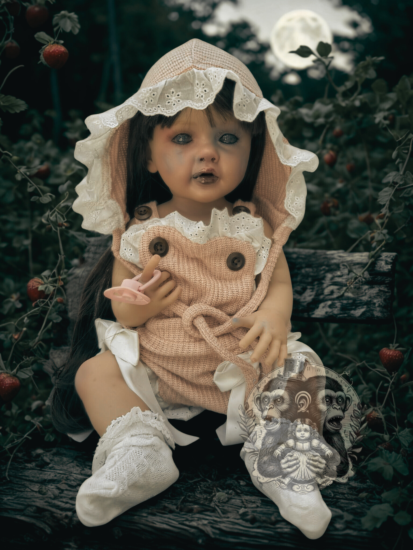 Clara Rose — The Strawberry Patch Child 22" OOAK Zombie Horror Doll Disturbing Oddity Scary Creepy Gift Idea Halloween Undead Baby Reborn