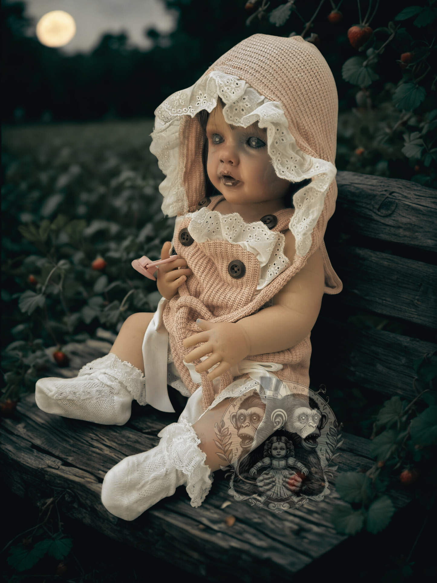 Clara Rose — The Strawberry Patch Child 22" OOAK Zombie Horror Doll Disturbing Oddity Scary Creepy Gift Idea Halloween Undead Baby Reborn