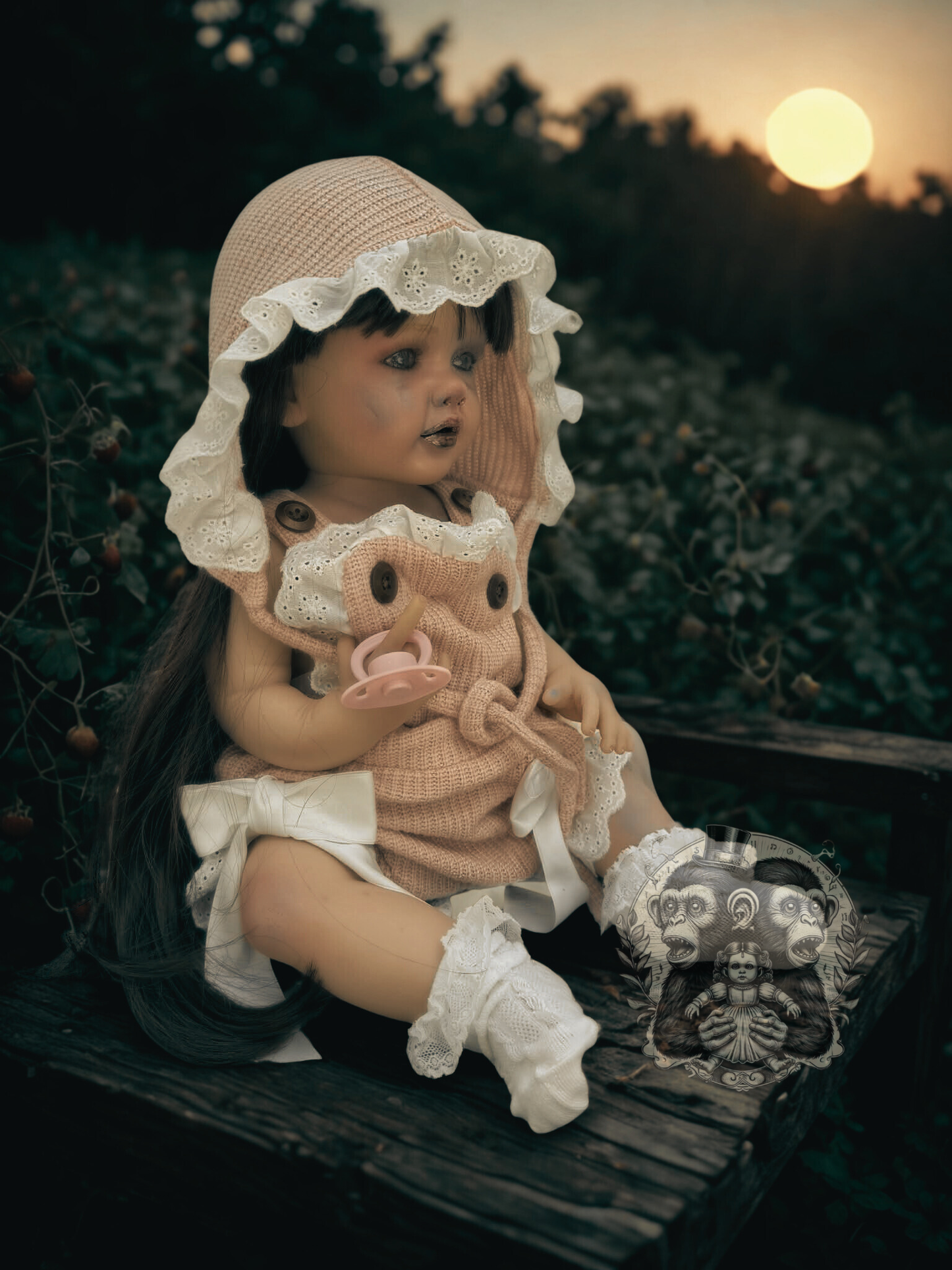 Clara Rose — The Strawberry Patch Child 22" OOAK Zombie Horror Doll Disturbing Oddity Scary Creepy Gift Idea Halloween Undead Baby Reborn