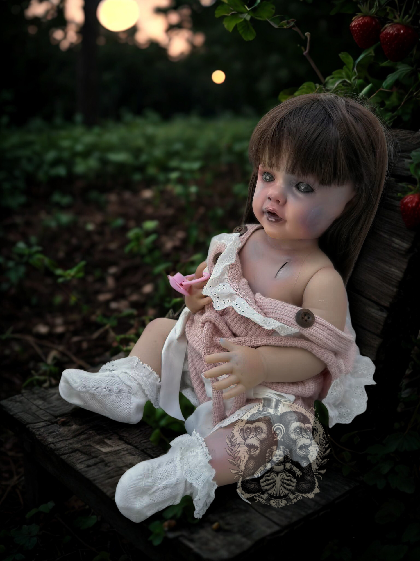 Clara Rose — The Strawberry Patch Child 22" OOAK Zombie Horror Doll Disturbing Oddity Scary Creepy Gift Idea Halloween Undead Baby Reborn