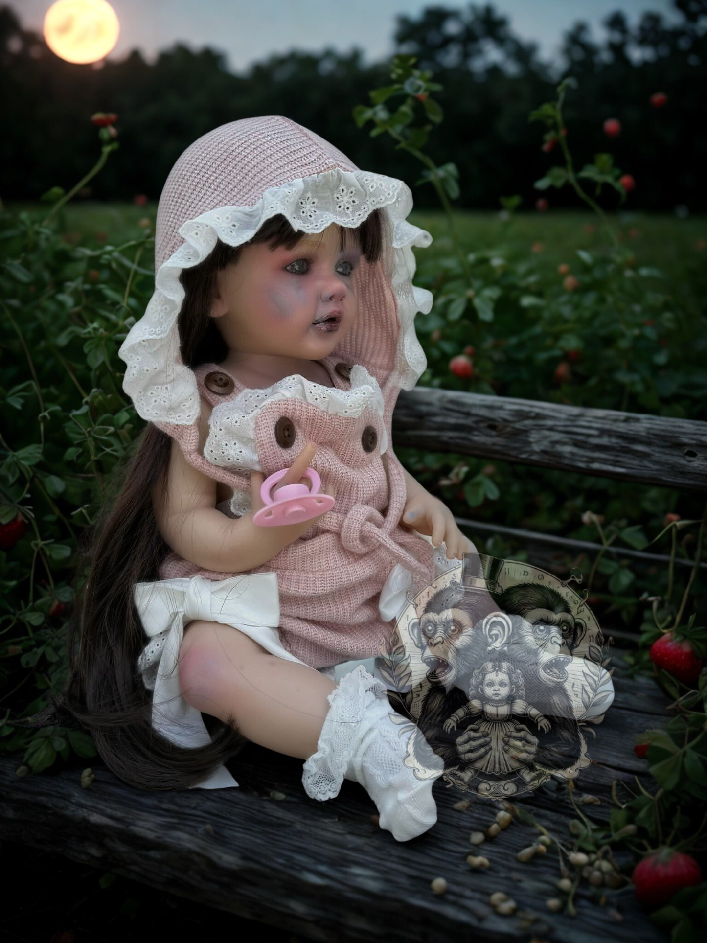 Clara Rose — The Strawberry Patch Child 22" OOAK Zombie Horror Doll Disturbing Oddity Scary Creepy Gift Idea Halloween Undead Baby Reborn