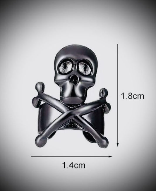 Silver Skull and bones No Piercing Ear Cuff Clip Halloween Gift Ideas Rock Style Oddity Edgy Alternative Emo Costume Witch Punk Rock