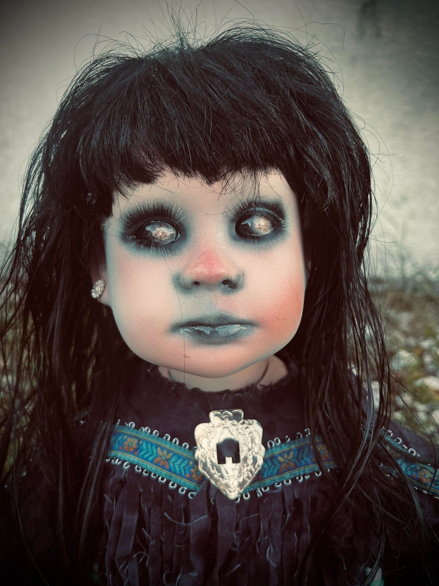 Meet Mitena 27" Doll Porcelain Witchy Creepy Haunted Spirit Infected Scary Poltergeist Spooky Native American Possessed Gothic Positive Gift