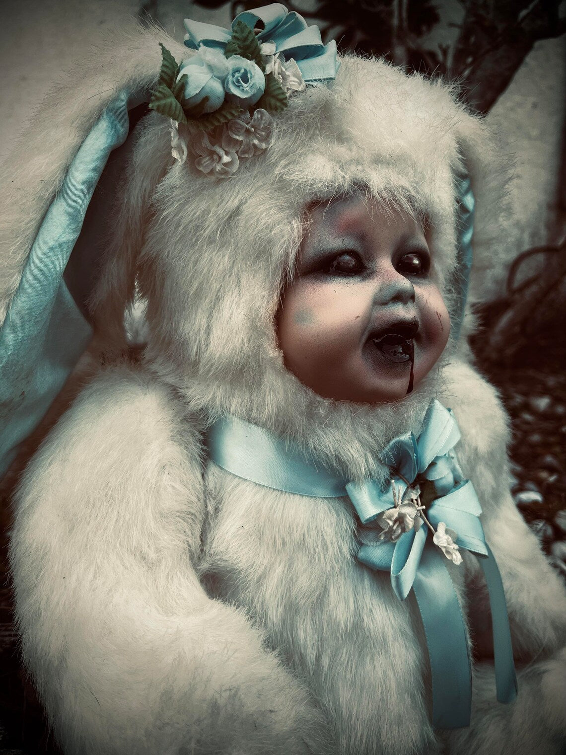 Meet Peter 20" Wind-up Musical Doll Porcelain Bunny Haunted Spirit Infected Scary Spooky Zombie Possessed Easter Gothic Positive Energy