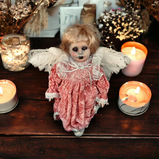 Meet Mabel 14" Doll Angel Porcelain Witchy Creepy Haunted Spirit Infected Scary Spooky Zombie Possessed Fall Gothic Positive Energy