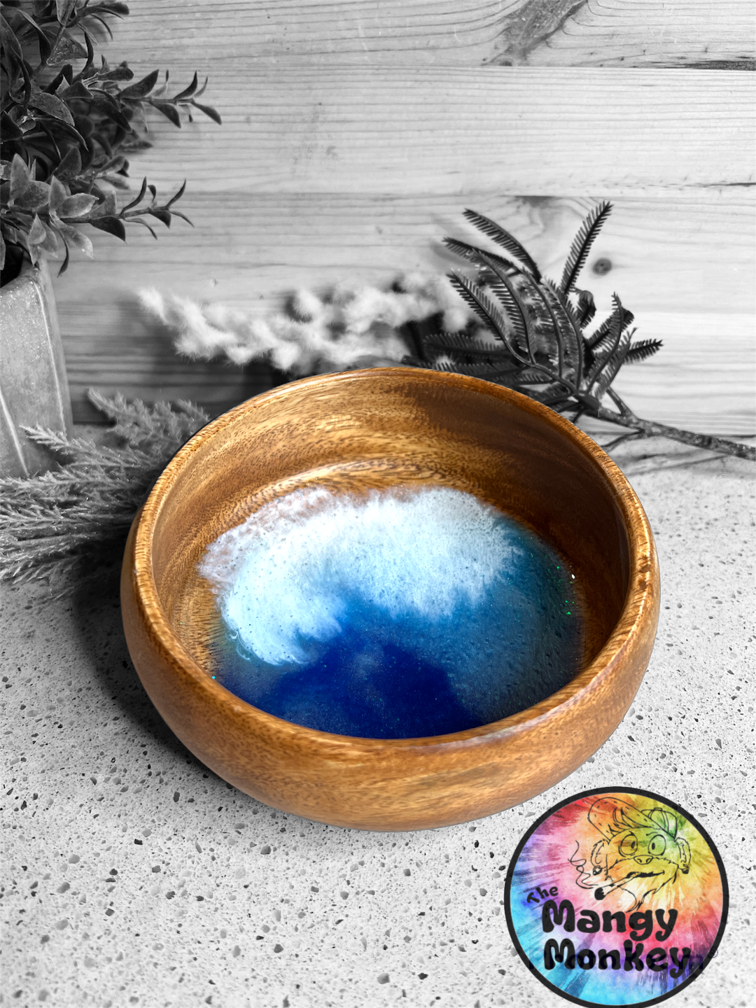 Beach Bowl Trinket Dish - Resin Wooden Bowl