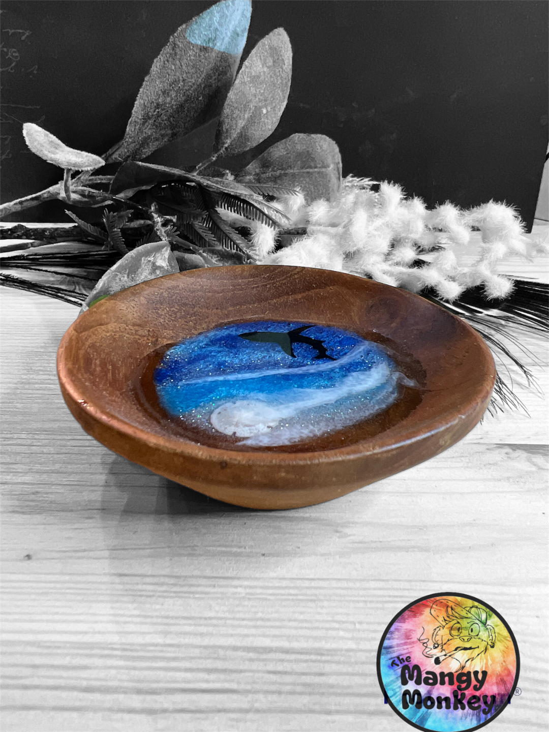 Wave Beach Small Trinket Dish - Resin Wooden Dish