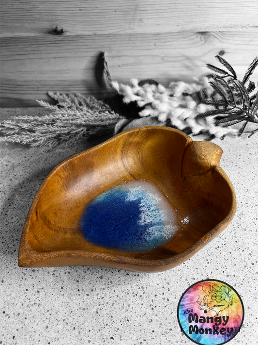 Beach Leaf Trinket Dish - Resin Wooden Leaf Dish